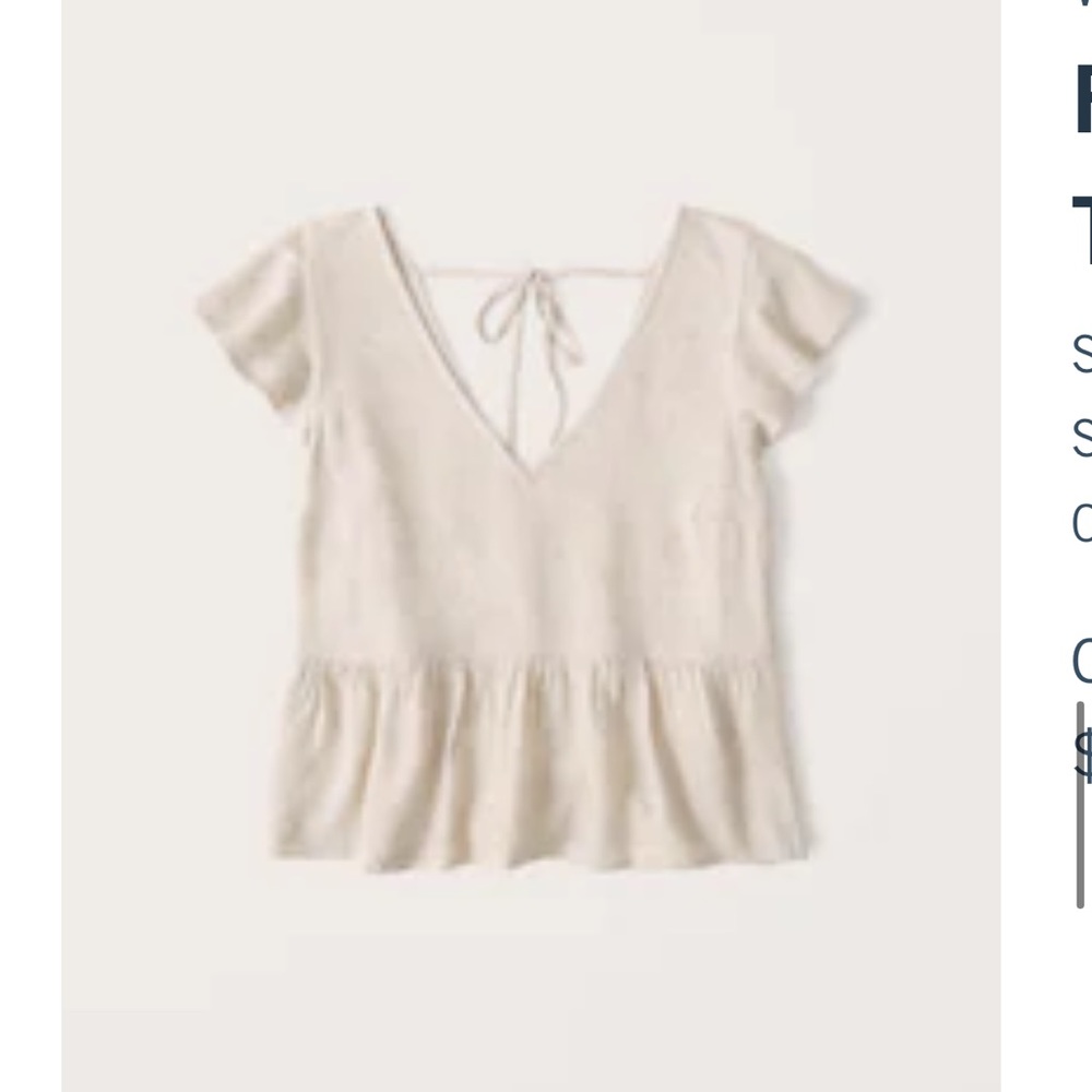 Abercrombie flutter sleeve top